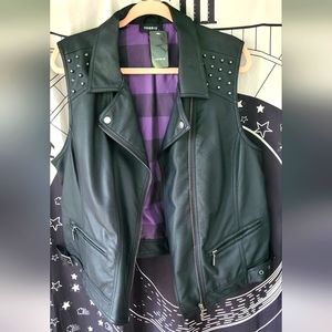 Studded pleather moto vest